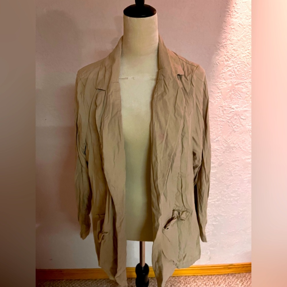 Tan linen/rayon over layer jacket